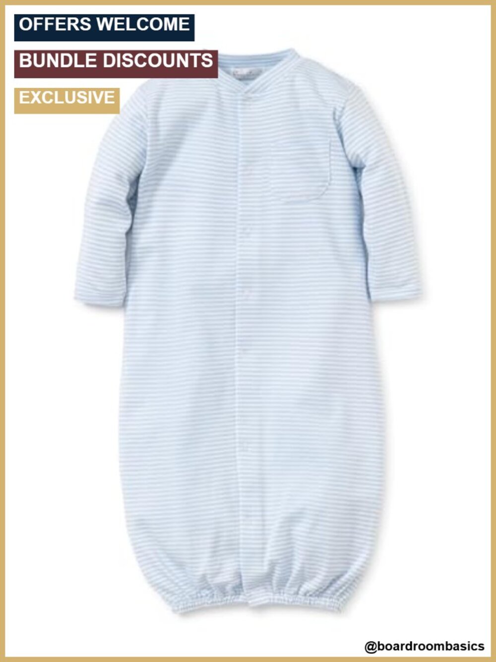 100% Pima Cotton Convertible Nightgown Baby Sleepwear Simple Stripes